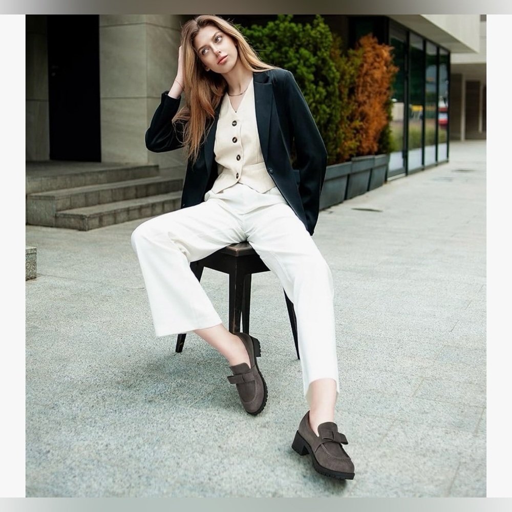 Gray Loafers with Bow Detail - Picture 2 of 7